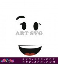 Smiley Face On White With Red Mouth SVG