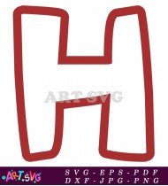 Red Bold Letter H Isolated On White SVG