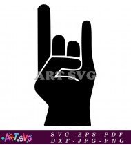 Black and White Rock and Roll Hand SVG