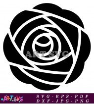 Black and White Rose Clip Art Vector SVG