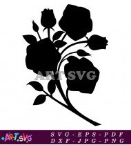 Silhouette of a delicate blooming rose flower SVG