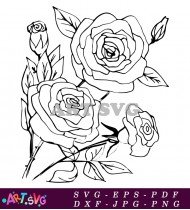 Decorative and traditional black rose silhouette SVG