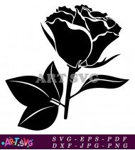 Classic black rose with a silhouette pattern SVG