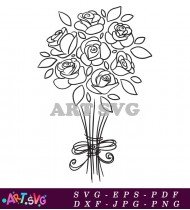 Bouquet Of Roses In Black And White SVG