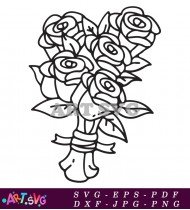 Black And White Rose Bouquet Clipart SVG