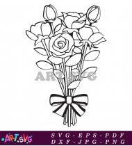 Simple Rose Bouquet Clipart Image SVG