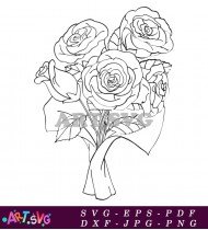 Elegant Black And White Rose Bouquet SVG