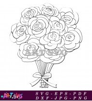 Black And White Rose Bunch Clipart SVG