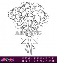 Simple Black And White Bouquet Of Roses SVG