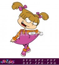 Rugrats Coloring Page Angelica Dress Pink Bow SVG 1