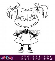 Rugrats Coloring Page Angelica Dress Bow Shoes SVG