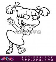 Rugrats Coloring Page Angelica Baby Pink Dress SVG 1