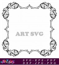 Beautiful Floral Design Decorative Frame Victorian Style SVG