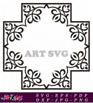 Detailed Victorian Style Decorative Frame With Floral SVG