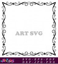 Decorative Diamond Swirls Corner Elegant Frame Design SVG