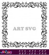 Decorative Floral Corner Elegant Frame Design Flowers SVG