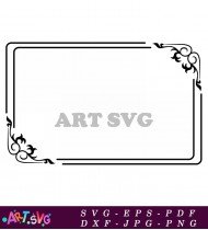 Black and White Simple Floral Frame SVG