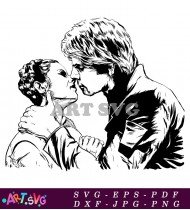 Star Wars Han Solo Kissing Leia SVG