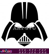 Darth Vader Silhouette Black and White Clipart SVG