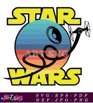 Star Wars Logo With Death Star Planet SVG