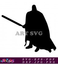 Darth Vader Silhouette Holding Light Saber SVG 2