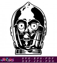 C-3PO robot silhouette icon for star wars SVG 1