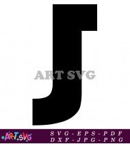 Black And White Alphabet Letter J Clipart SVG