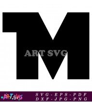 Black And White Alphabet Letter M Clipart SVG