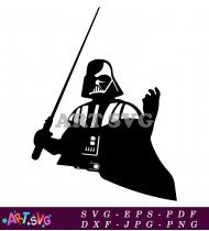 Darth Vader Holding Lightsaber Illustration Vector SVG