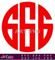 Monogram Initial Letter Circle Design Red Color SVG 3