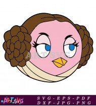 Princess Leia Angry Bird Coloring Page SVG 1