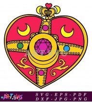 Sailor Moon Transformation Brooch With Red Gemstone SVG