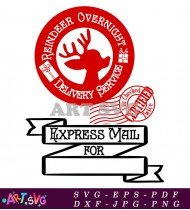 Reindeer Overnight Delivery Service Express Mail For SVG