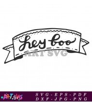 Hey Boo Black And White Illustration SVG