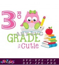 Third Grade Owl Cutie School Design Art SVG 1