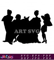 Cartoon Character Group Silhouette Images SVG