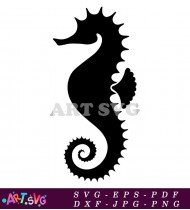 Black And White Seahorse Illustration Vector SVG