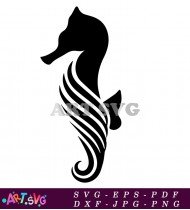 Seahorse Black And White Clip Art SVG