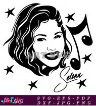 Selena Quintanilla Music Notes Silhouette Vector SVG