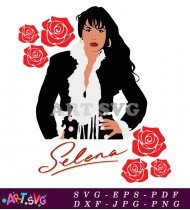 Selena Quintanilla Red Roses Signature SVG