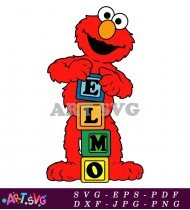 Sesame Street Elmo Character Holding Blocks SVG