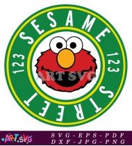 Sesame Street Elmo Character Logo Green Circle SVG