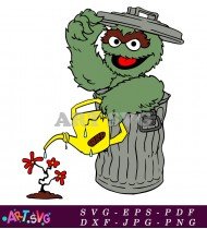 Oscar Grouch Sesame Street Watering Can SVG