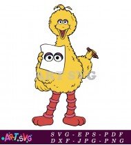 Big Bird Holding A Blank White Card SVG