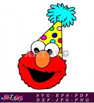 Happy Birthday Elmo Cartoon With Hat SVG