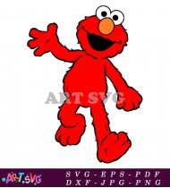 Happy Elmo Cartoon Illustration In Red SVG