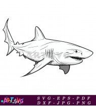 Great White Shark Silhouette Outline Design SVG