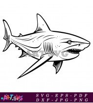 Clipart Black And White Shark Illustration SVG