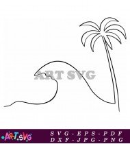 Black And White Beach Ocean Wave Clipart SVG