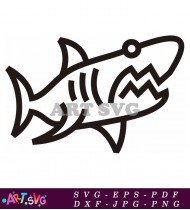 Clipart Cartoon Outline Black And White Shark SVG